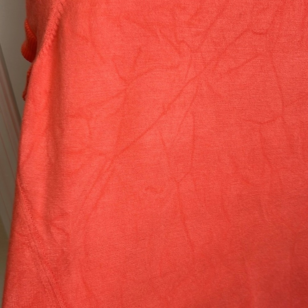 Express Knit Top Zipper Detail Short Sleeve Crew Neck Coral Size M - Picture 2 of 9